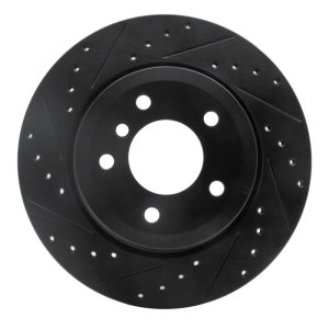 BMW 528I xDrive Brake Rotor (1) - Rear Left - R1 Concepts - Drilled & Slotted - Black - `06-`10